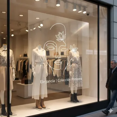 Fotografía de la vitrina de una tienda con Impresión de viniles transparentes en el cristal